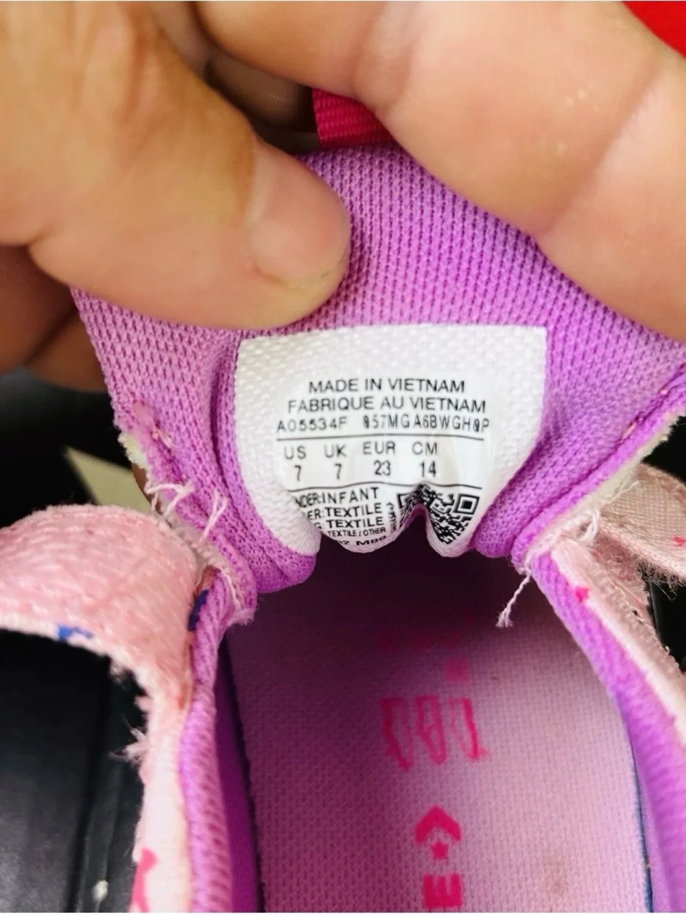 Converse Pink Star Print Velcro Kids Sneakers